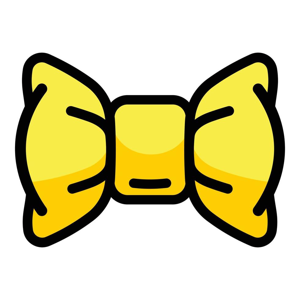 Fashion yellow bow tie icon, outline style vector