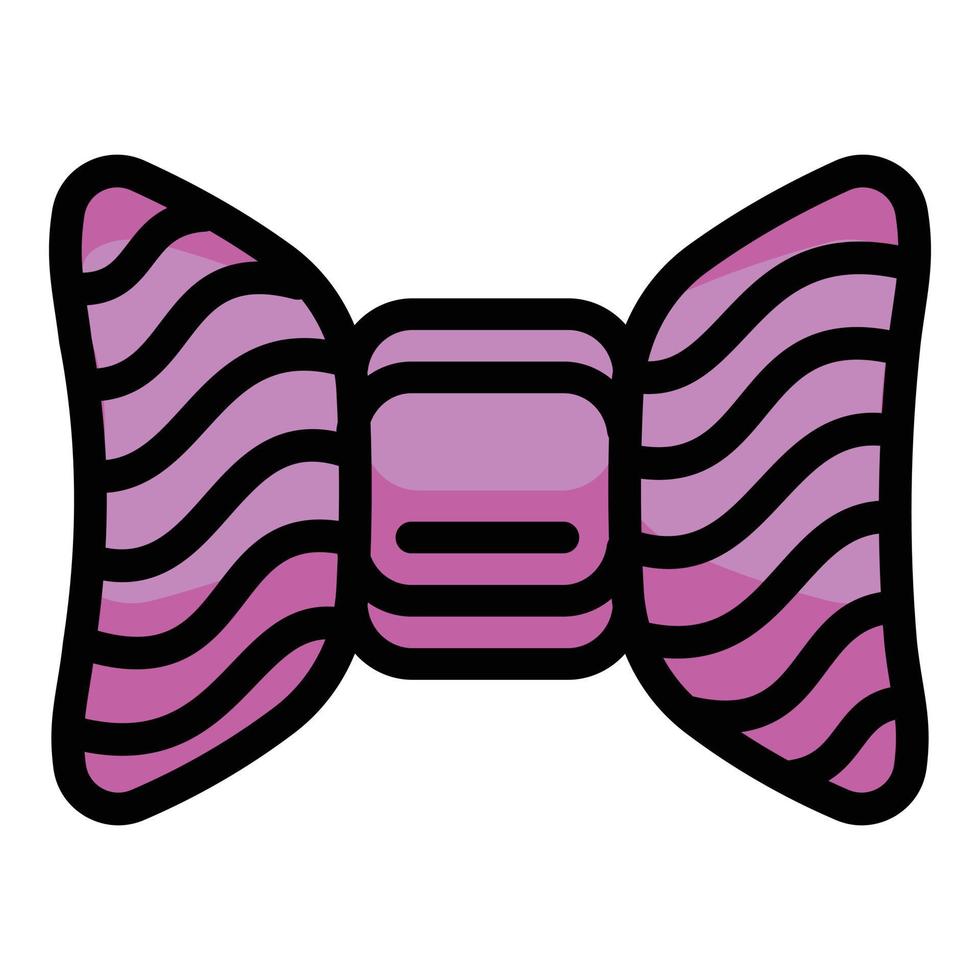Pink bow tie icon, outline style vector