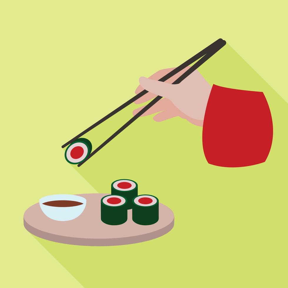 Vietnam sushi roll icon, flat style vector