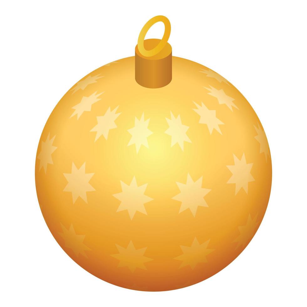 Golden tree toy ball icon, isometric style vector