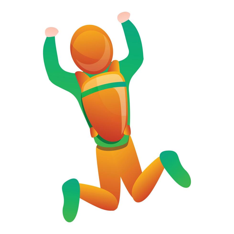 Top view flying skydiver icon, cartoon style vector