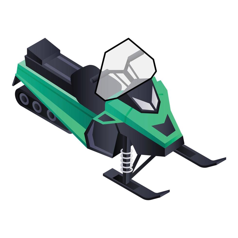 Mountain snowmobile icon, isometric style vector