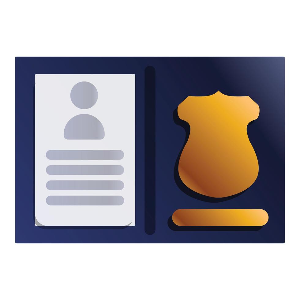 Police id passport icon, cartoon style vector