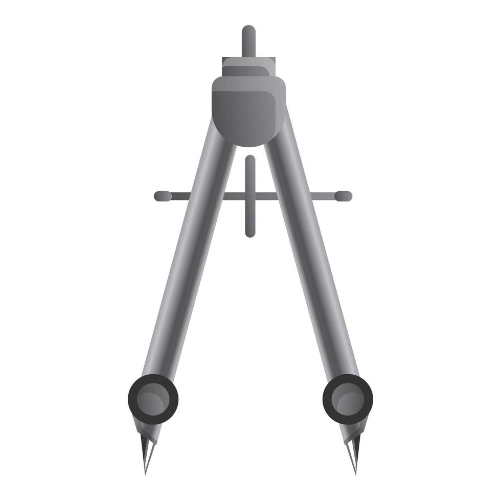 Metal architect compass icon, cartoon style vector