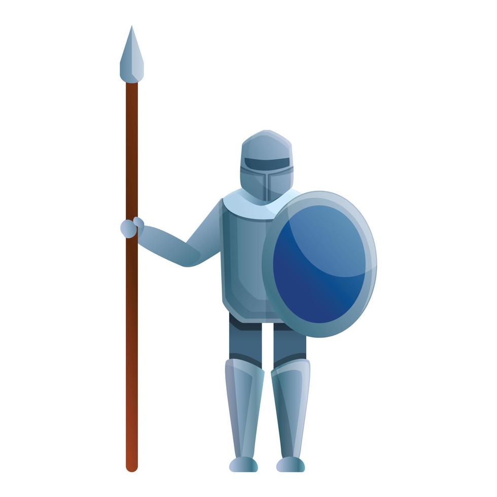 Knight with spear icon, cartoon style vector