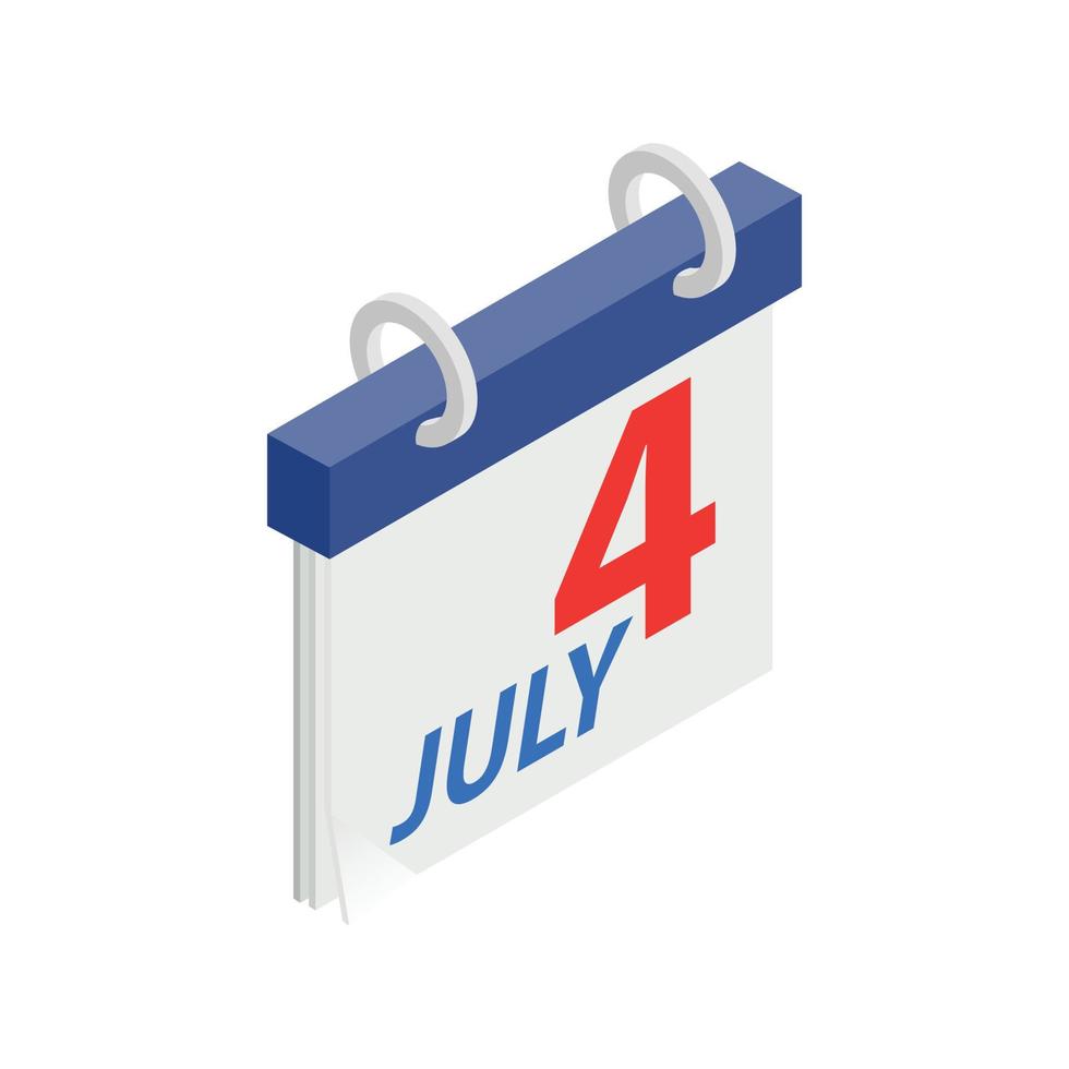 Calendario del 4 de julio, día de la independencia, icono de EE. UU. vector