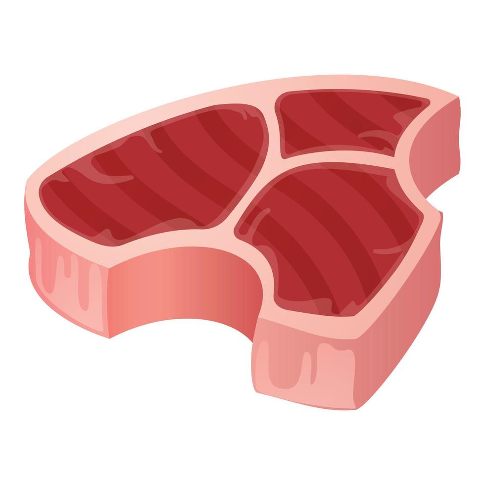 icono de bistec de carne cruda, estilo de dibujos animados vector