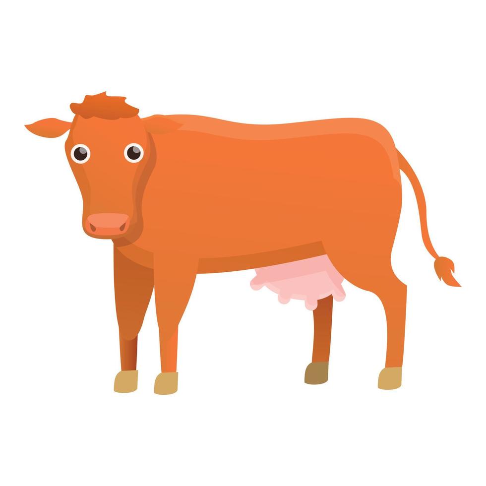 Funny cow icon, cartoon style vector