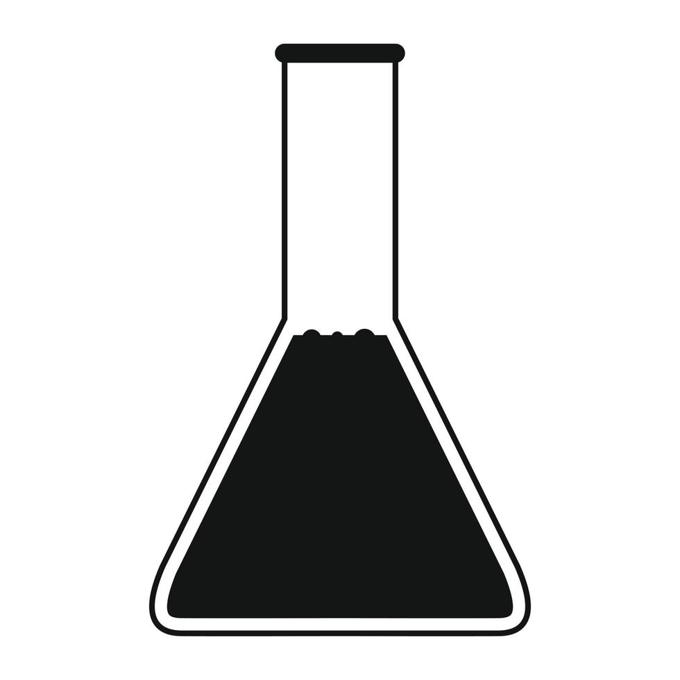 Conical flask test tube with oil icon vector