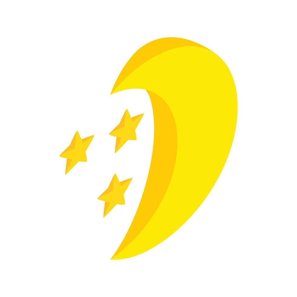 Moon and stars icon, isometric 3d style vector