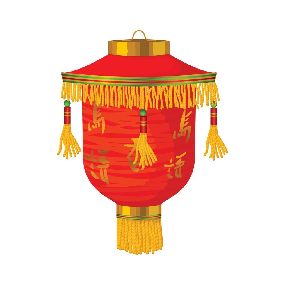 icono de linterna de papel chino rojo en estilo de dibujos animados vector