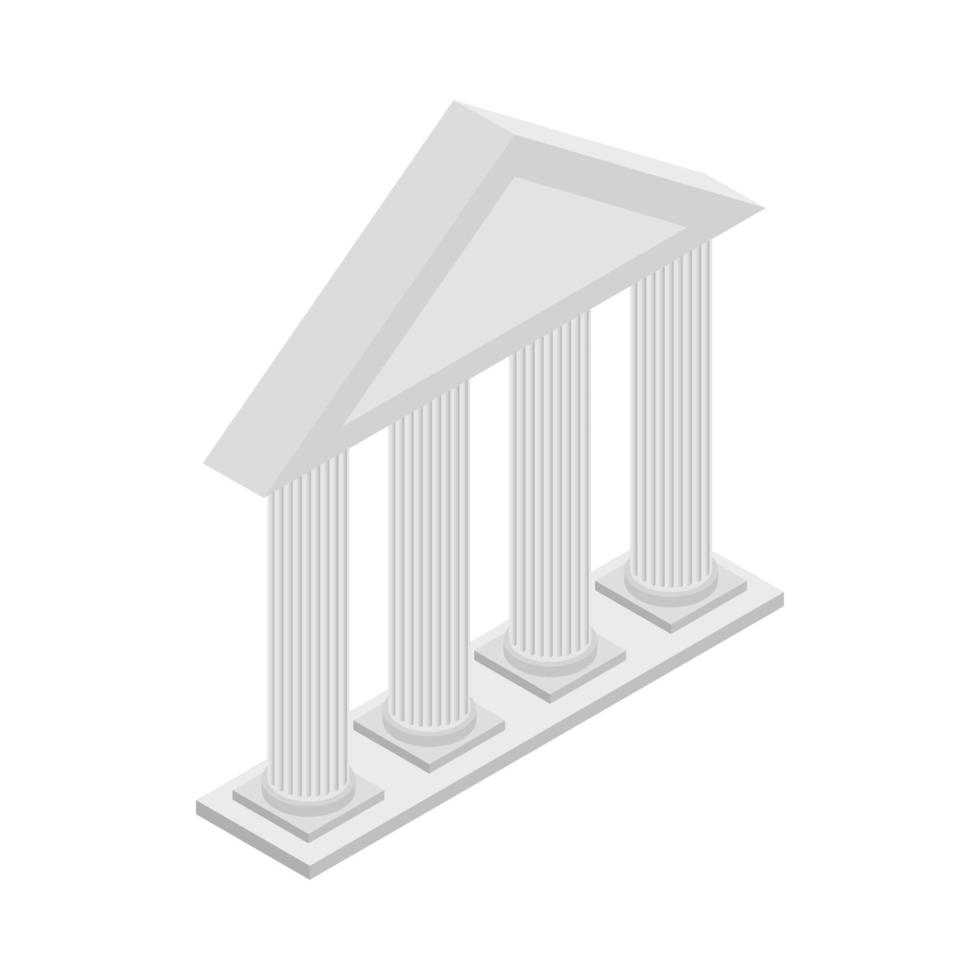 templo griego con icono de columnas, estilo isométrico 3d vector
