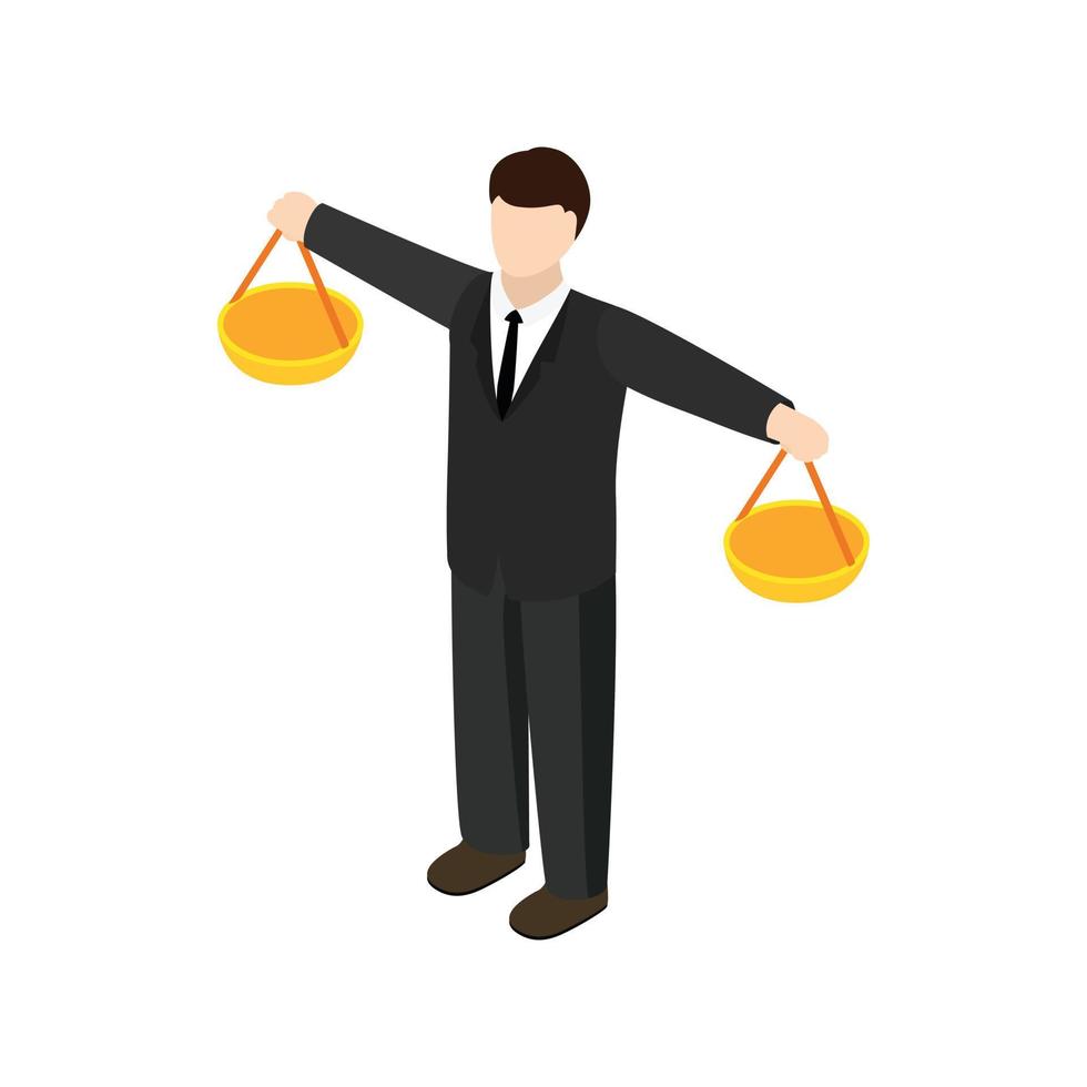 Businessman scale icon, isometric 3d style vector