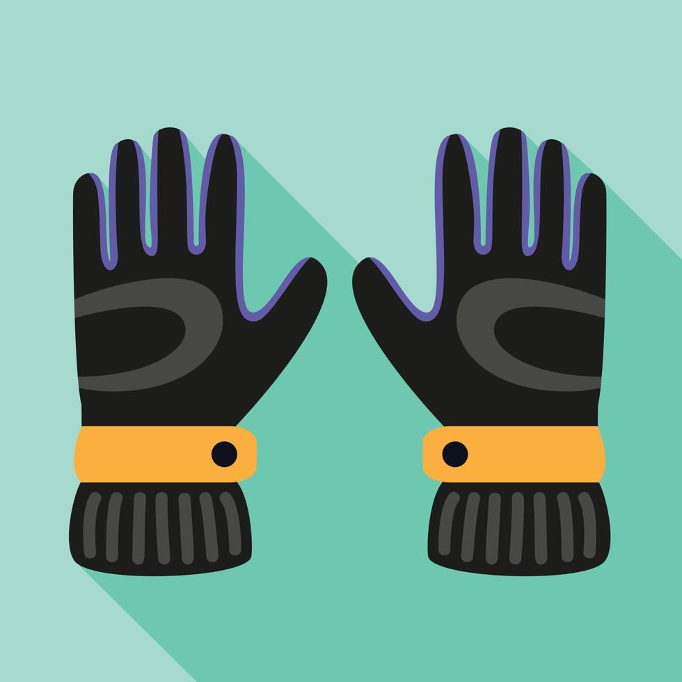 icono de guantes de esquí, tipo plano vector