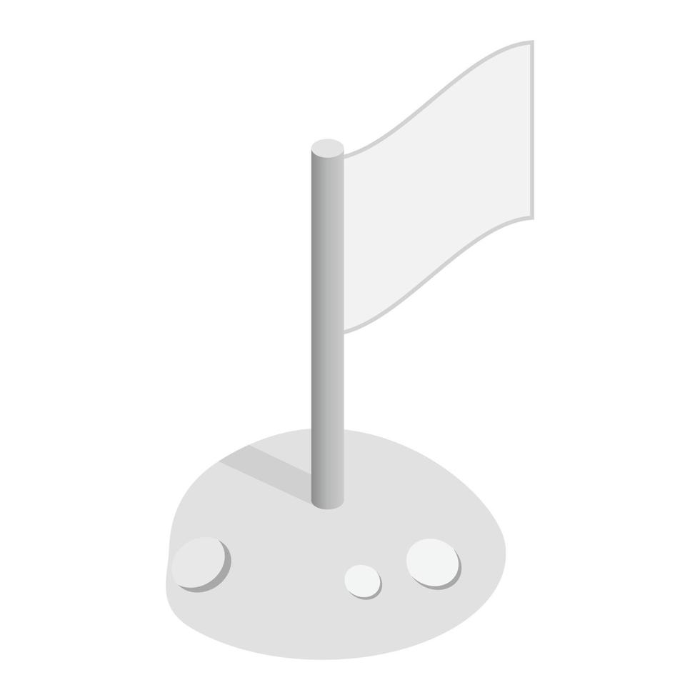 Flag on the moon 3d isometric icon vector