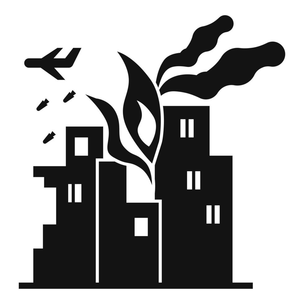 War fire city icon, simple style vector
