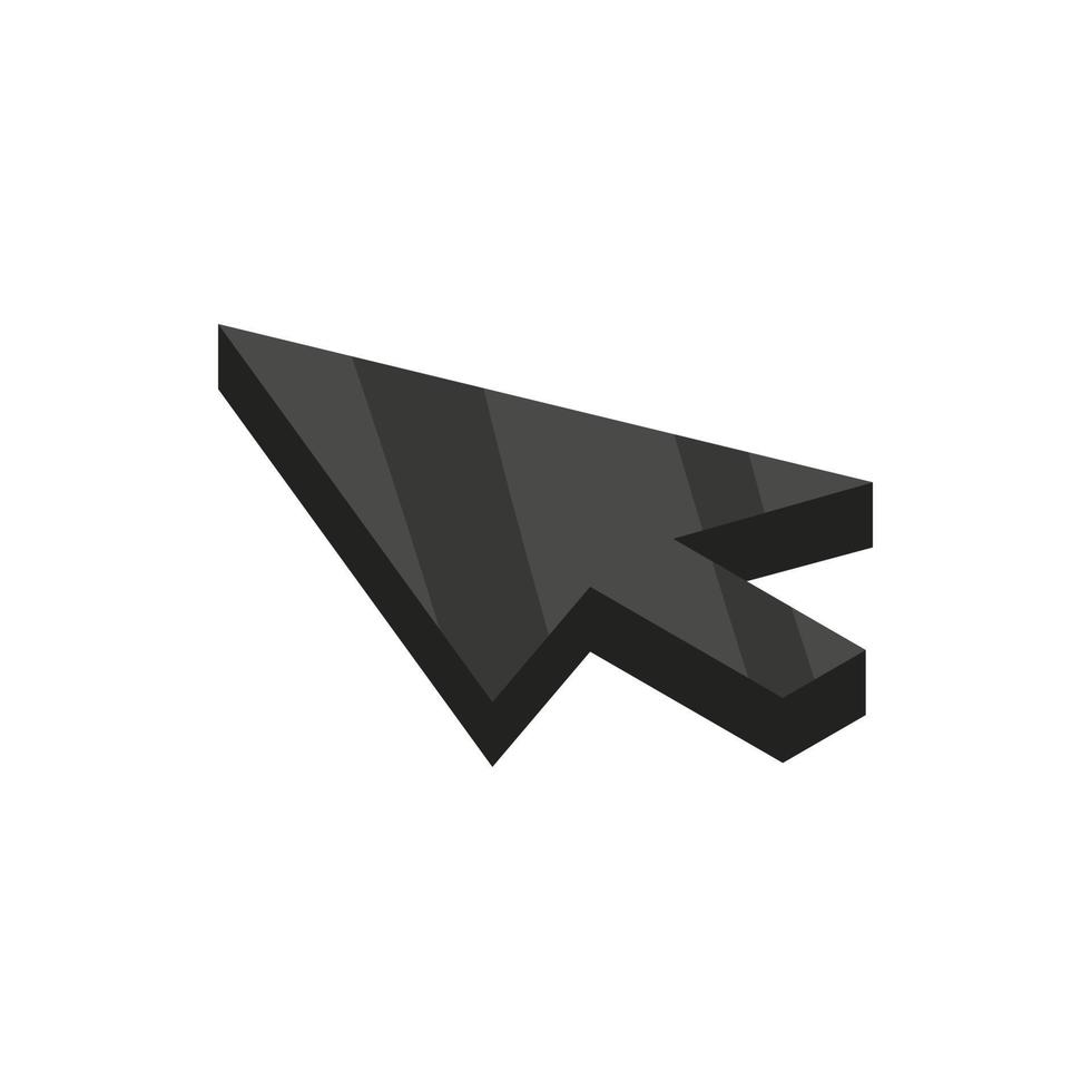 icono de cursor negro, estilo 3d isométrico vector