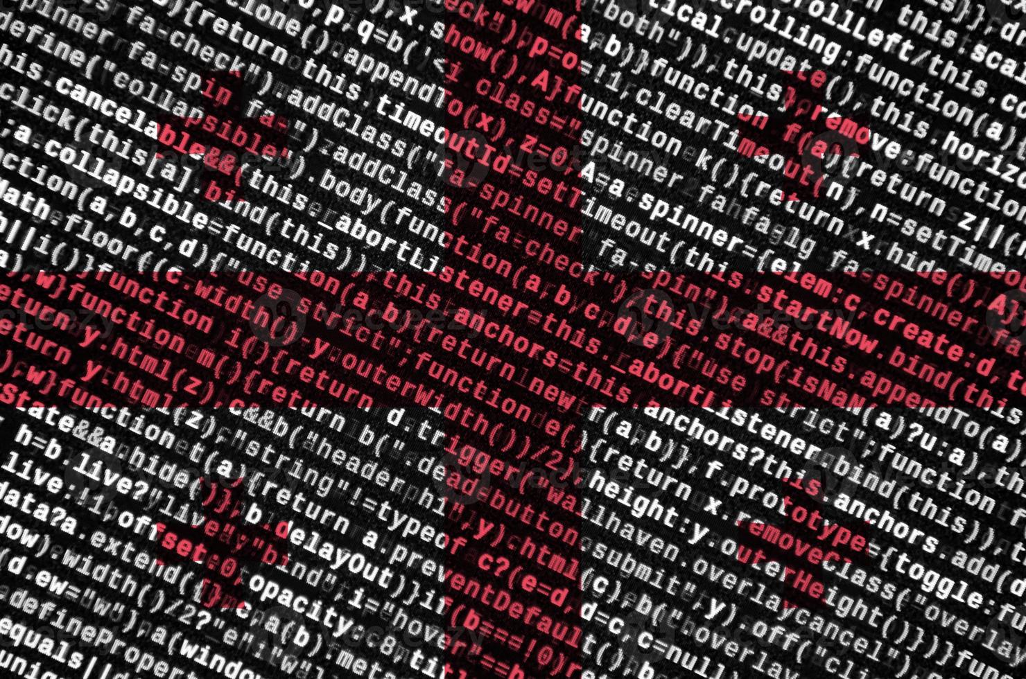 Georgia flag  is depicted on the screen with the program code. The concept of modern technology and site development photo