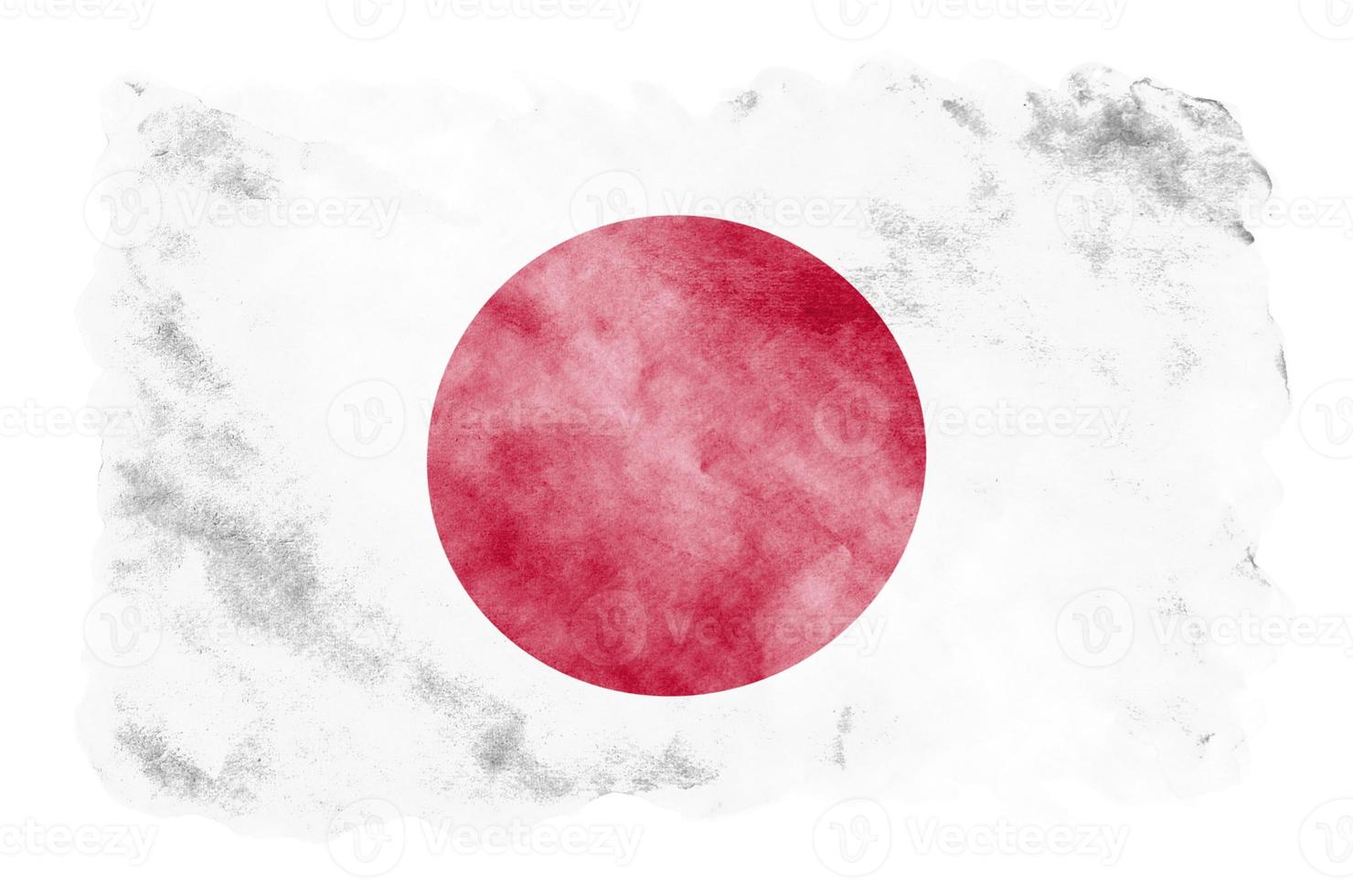 Japan flag  is depicted in liquid watercolor style isolated on white background photo