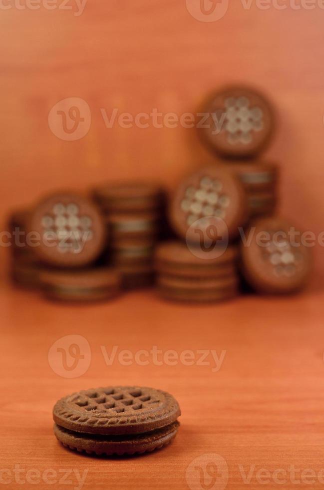 Sandwich round biscuits with vanilla filling photo