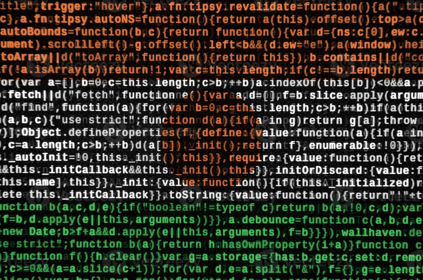 Niger flag  is depicted on the screen with the program code. The concept of modern technology and site development photo