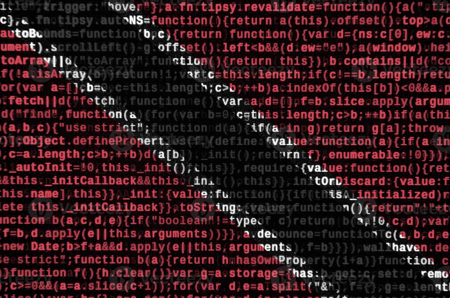 Trinidad and Tobago flag  is depicted on the screen with the program code. The concept of modern technology and site development photo