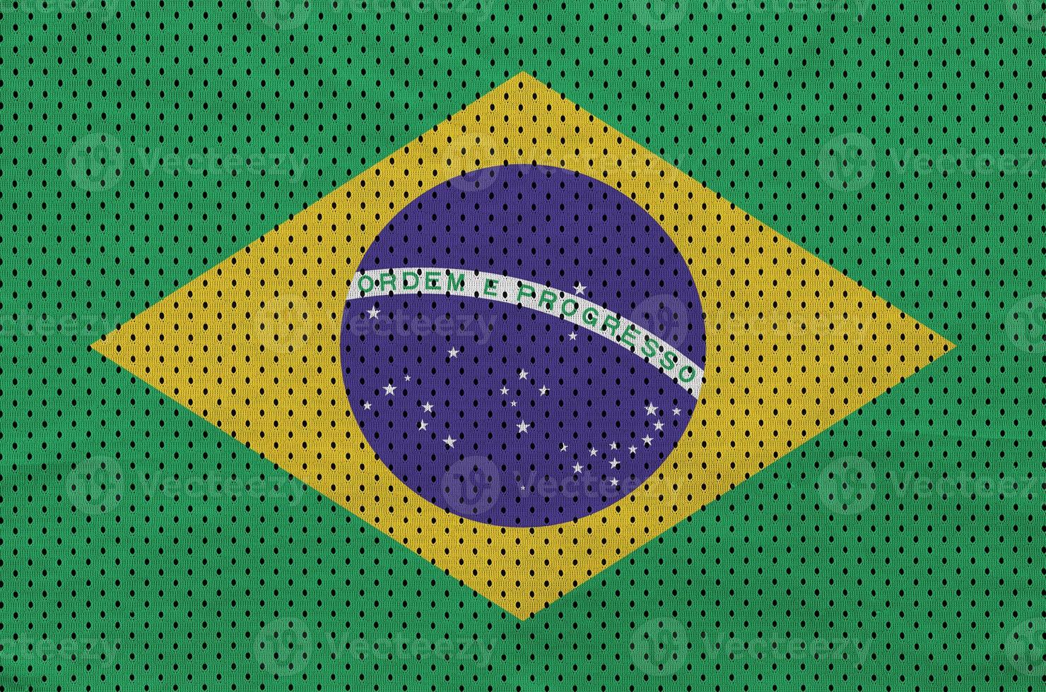 Brazil flag printed on a polyester nylon sportswear mesh fabric photo