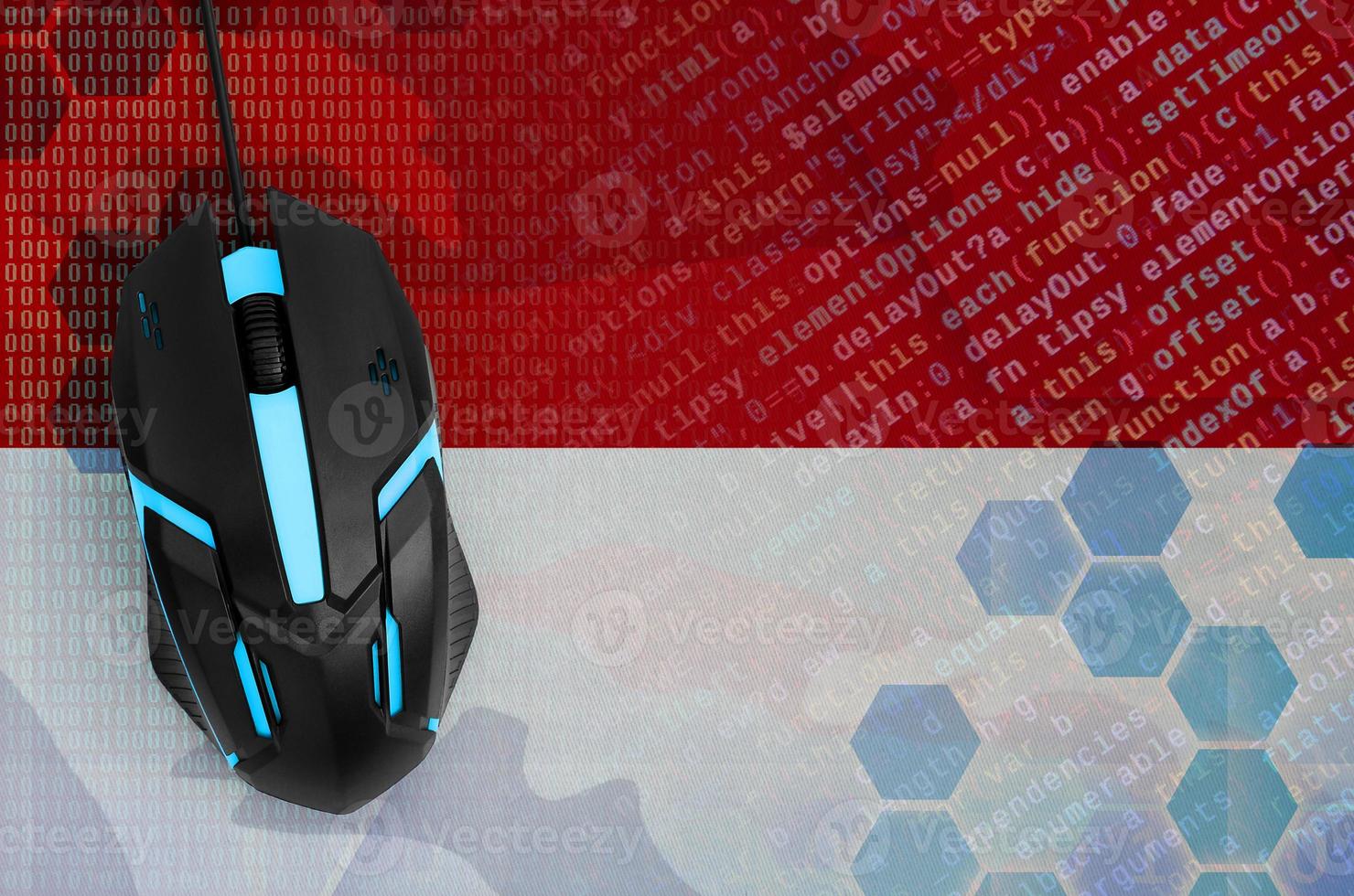 Indonesia flag  and computer mouse. Digital threat, illegal actions on the Internet photo