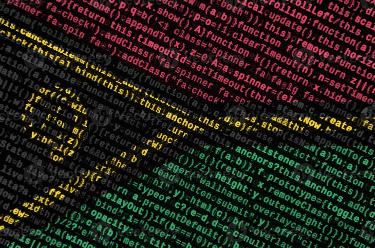 Vanuatu flag  is depicted on the screen with the program code. The concept of modern technology and site development photo
