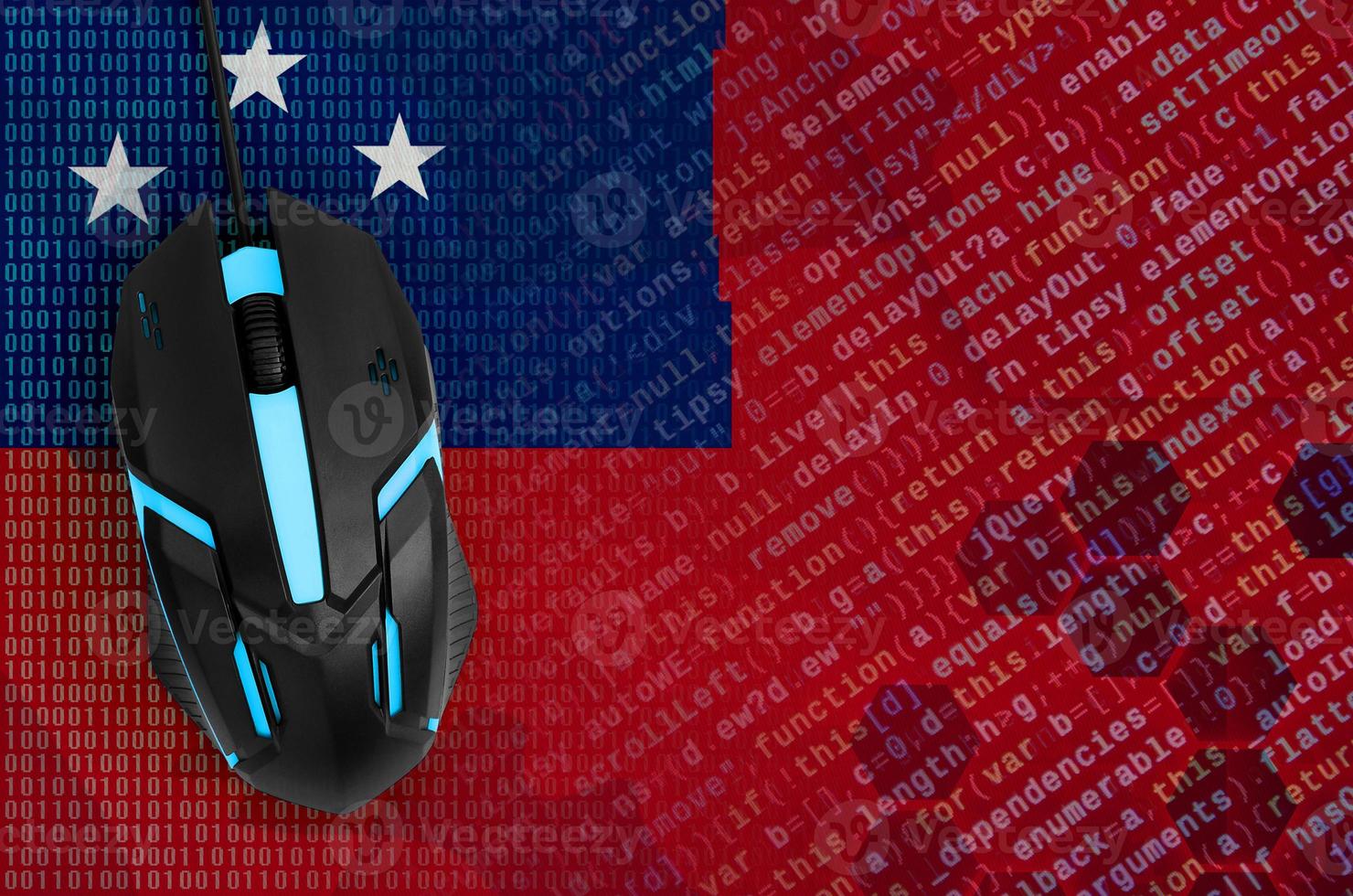 Samoa flag  and computer mouse. Digital threat, illegal actions on the Internet photo
