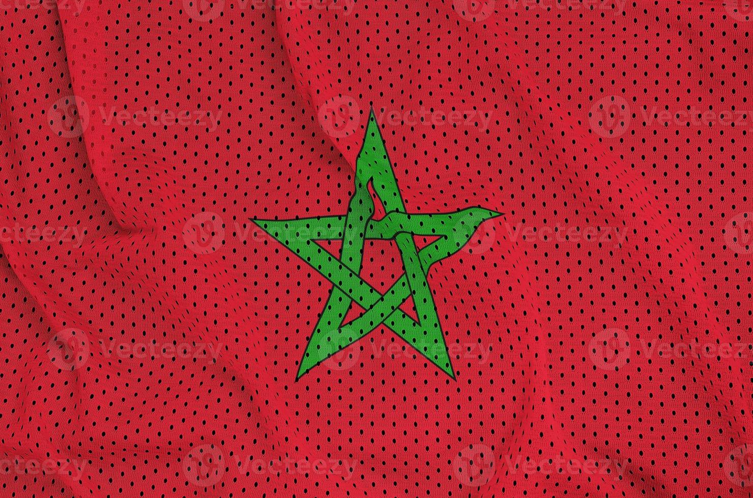 Morocco flag printed on a polyester nylon sportswear mesh fabric photo