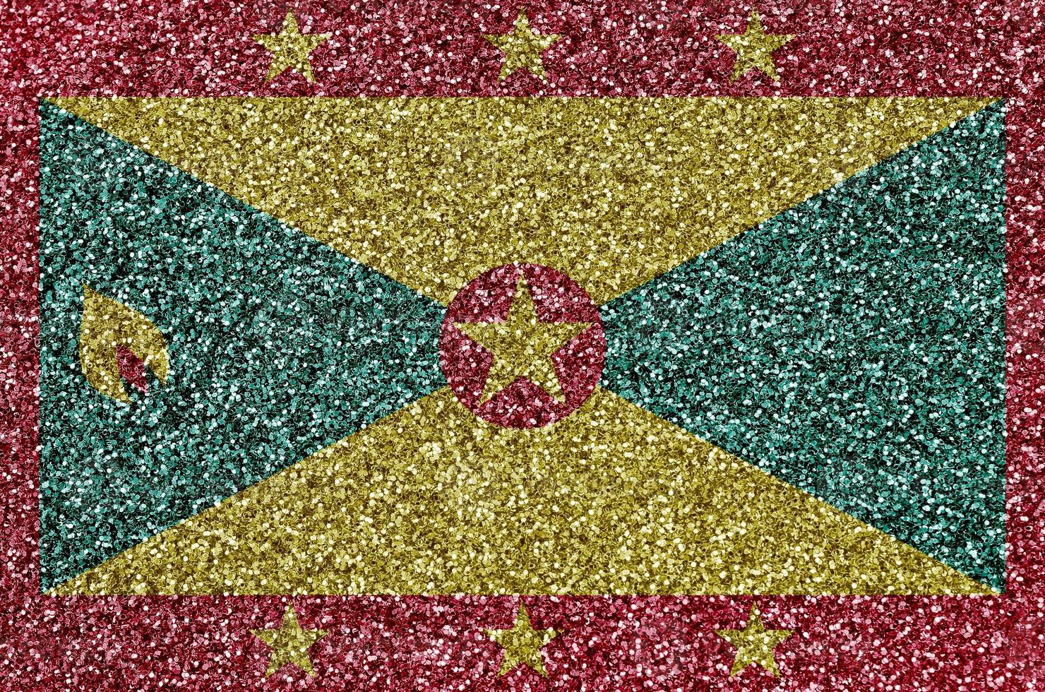 Grenada flag depicted on many small shiny sequins. Colorful festival background for party photo