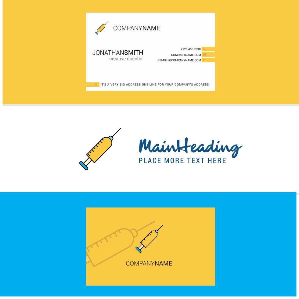 Beautiful Syringe Logo and business card vertical Design Vector