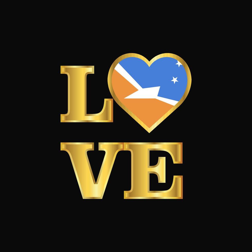 Love typography Tierra del Fuego province Argentina flag design vector Gold lettering