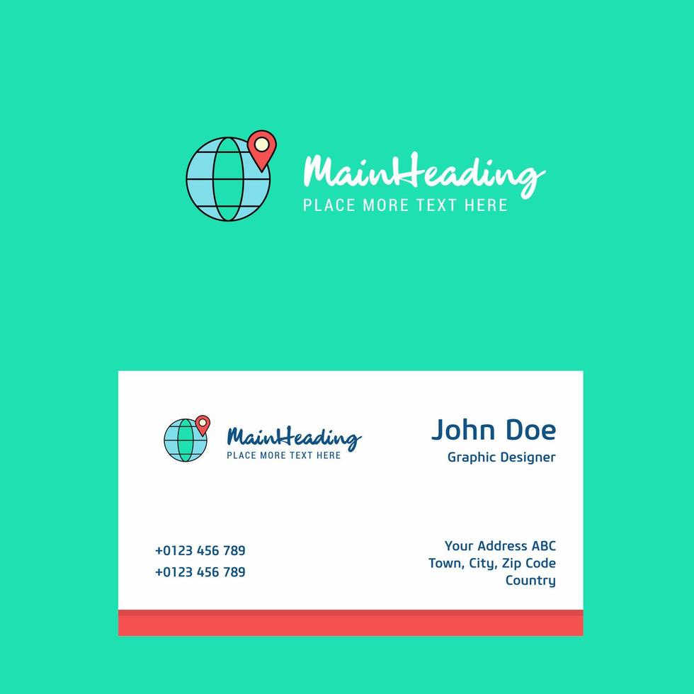 Location on globe logo Design with business card template Elegant corporate identity Vector