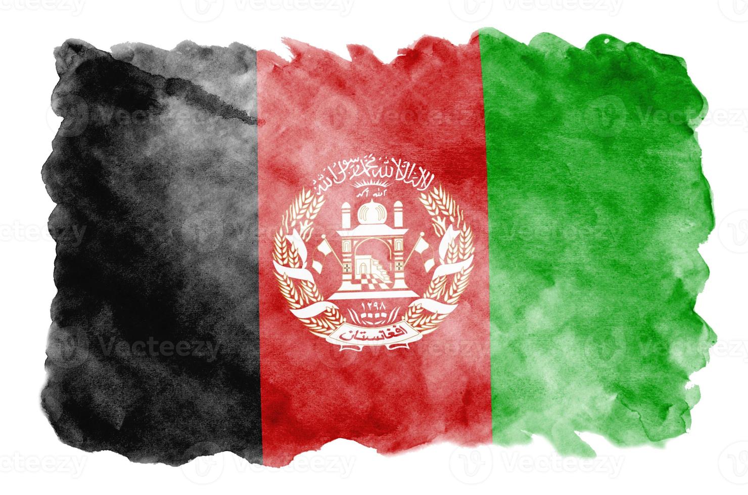 Afghanistan flag is depicted in liquid watercolor style isolated on white background photo