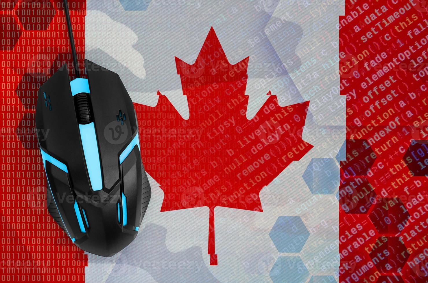 Canada flag  and computer mouse. Digital threat, illegal actions on the Internet photo