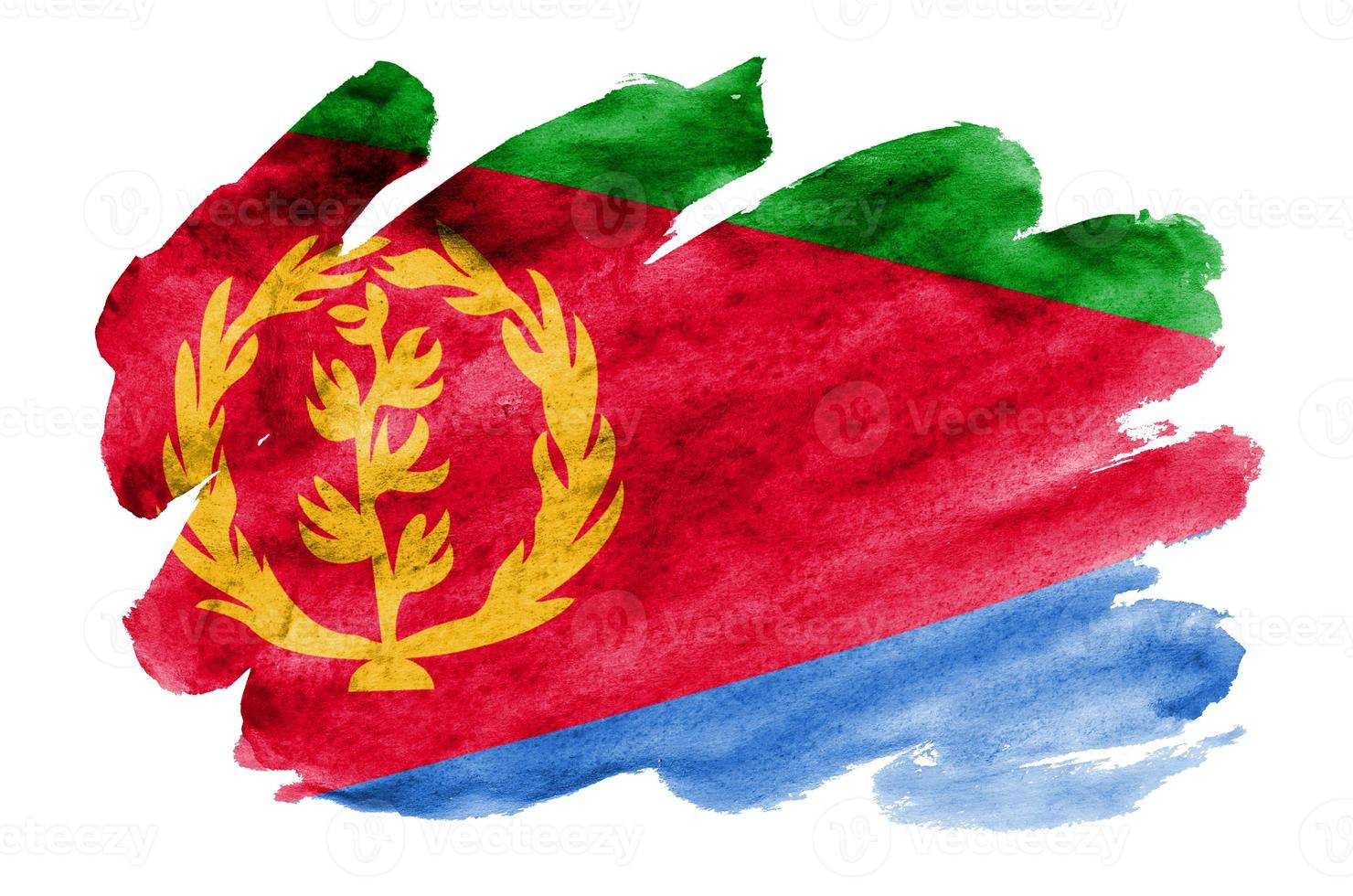 Eritrea flag  is depicted in liquid watercolor style isolated on white background photo