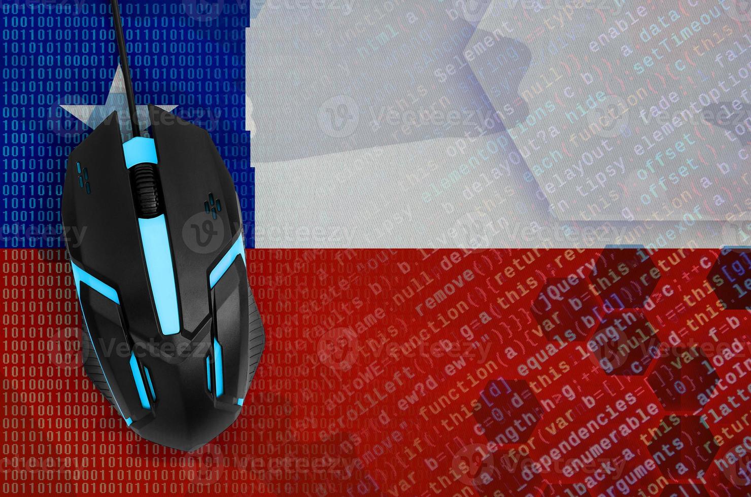 Chile flag  and computer mouse. Digital threat, illegal actions on the Internet photo