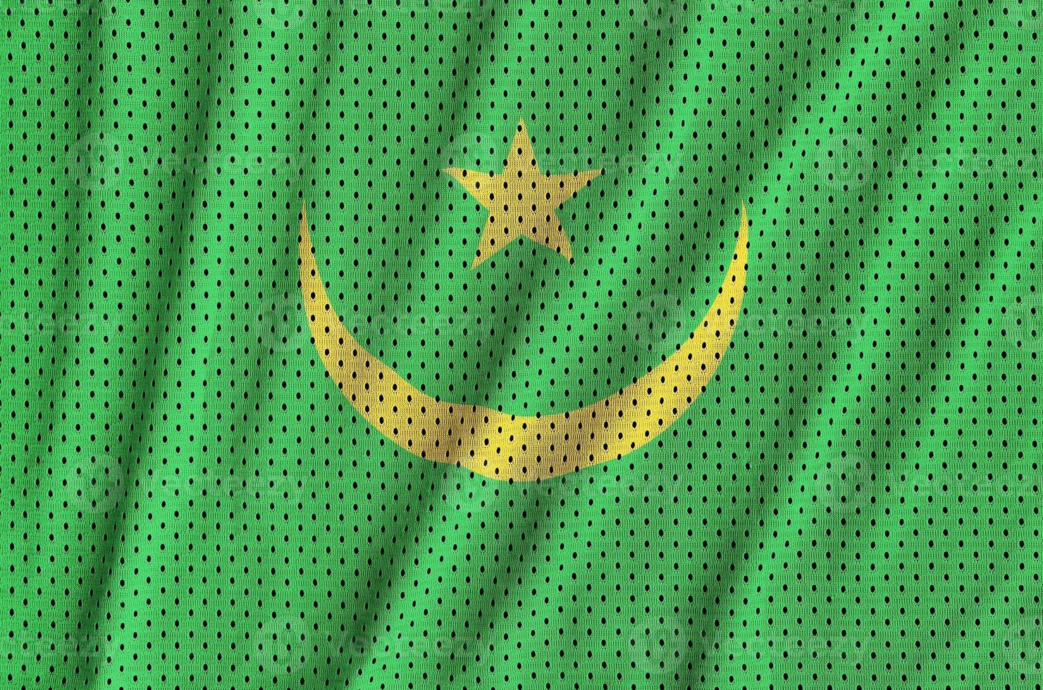 Mauritania flag printed on a polyester nylon sportswear mesh fab photo