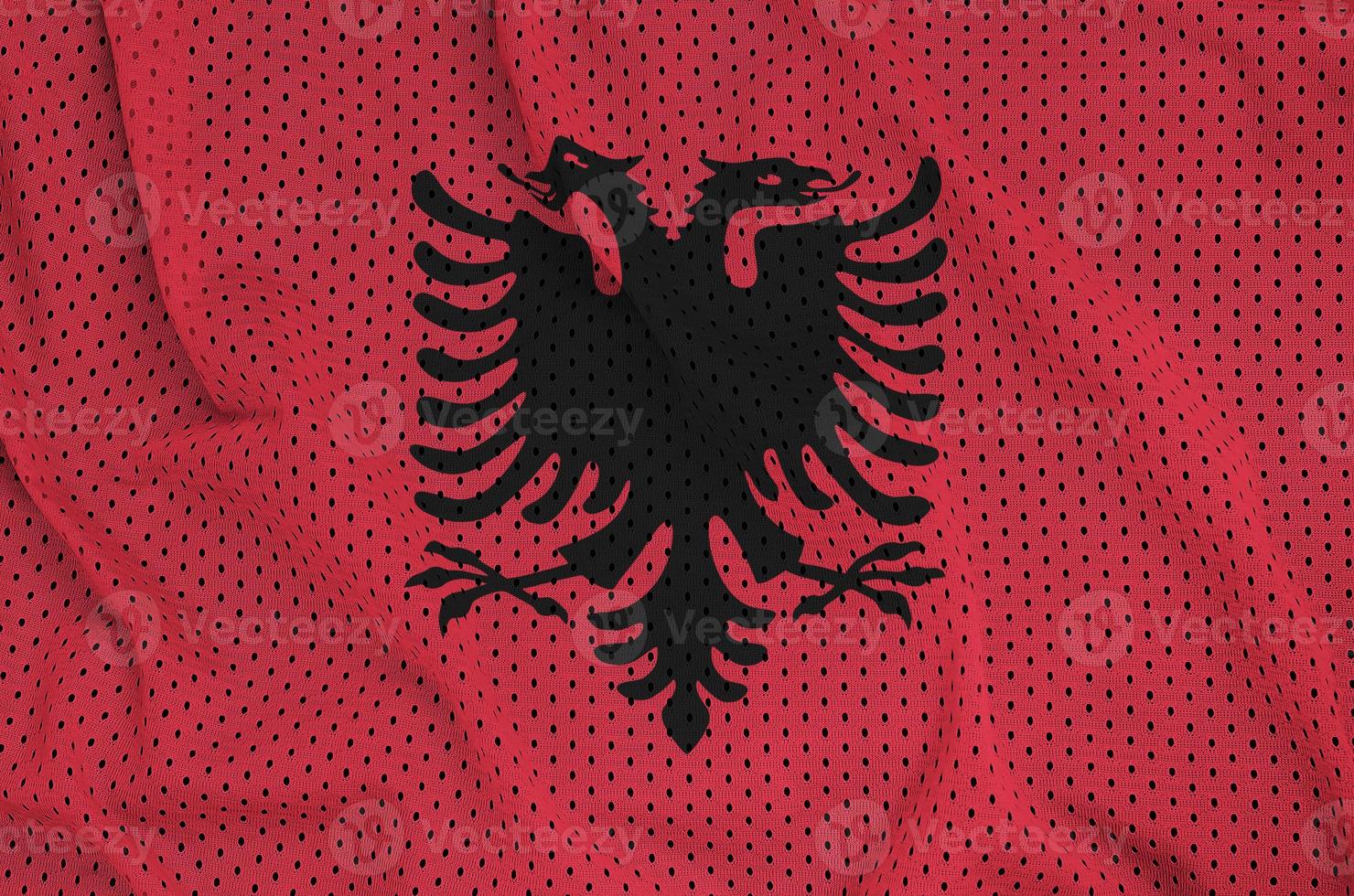 Albania flag printed on a polyester nylon sportswear mesh fabric photo