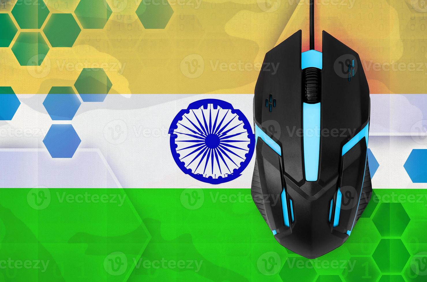 India flag  and computer mouse. Concept of country representing e-sports team photo