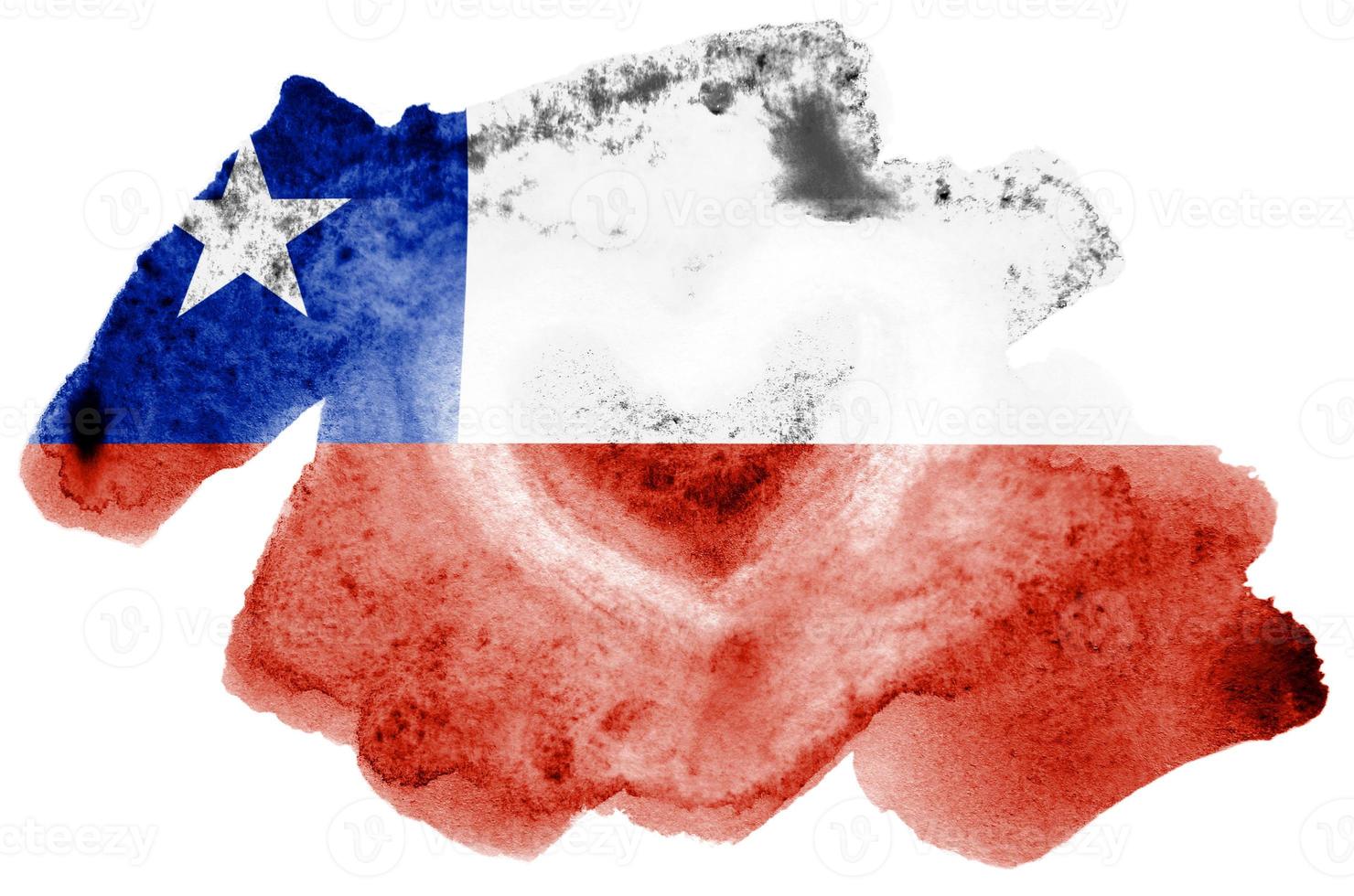 la bandera de chile se representa en estilo acuarela líquida aislado sobre fondo blanco foto