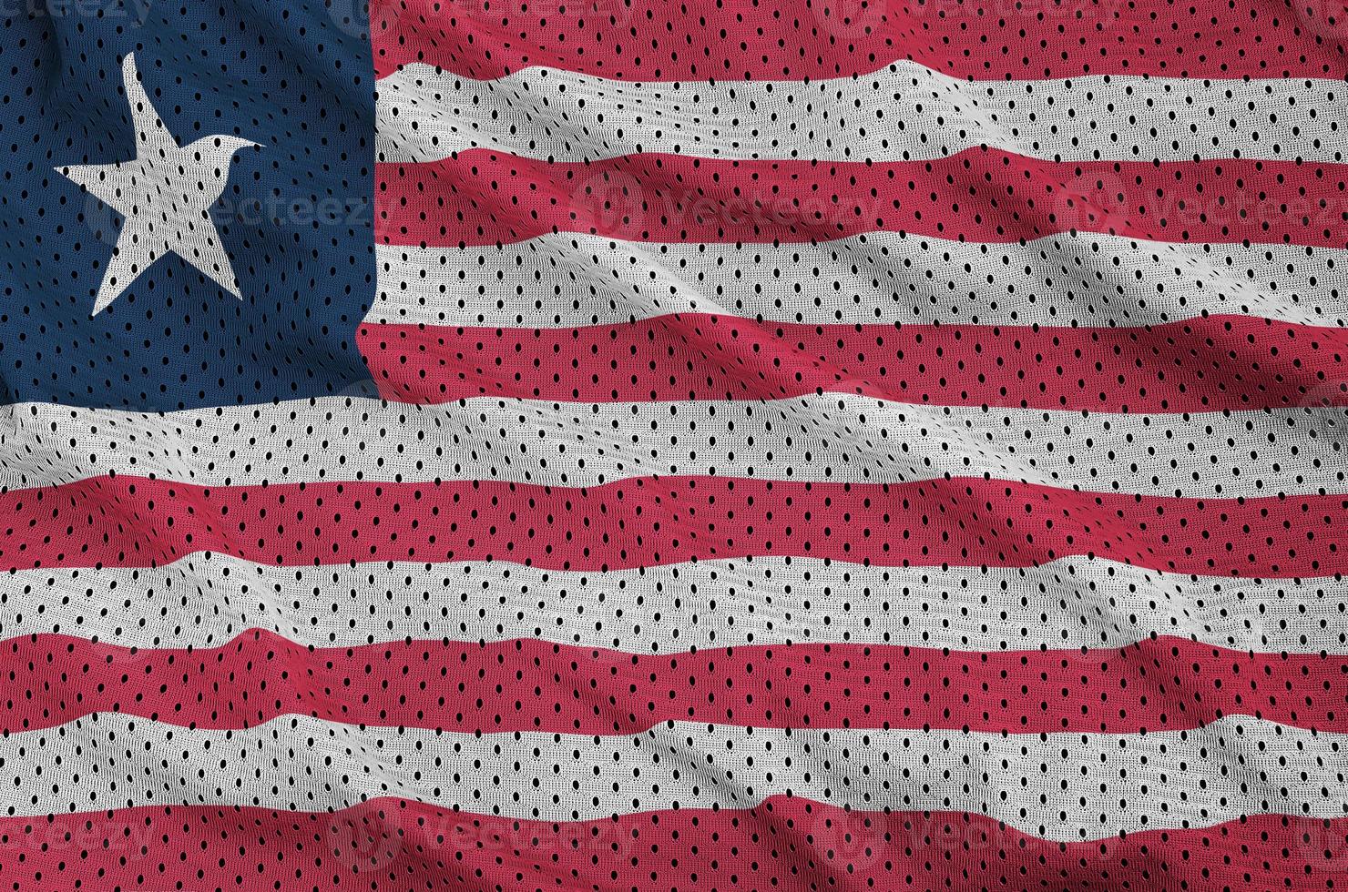 Liberia flag printed on a polyester nylon sportswear mesh fabric photo