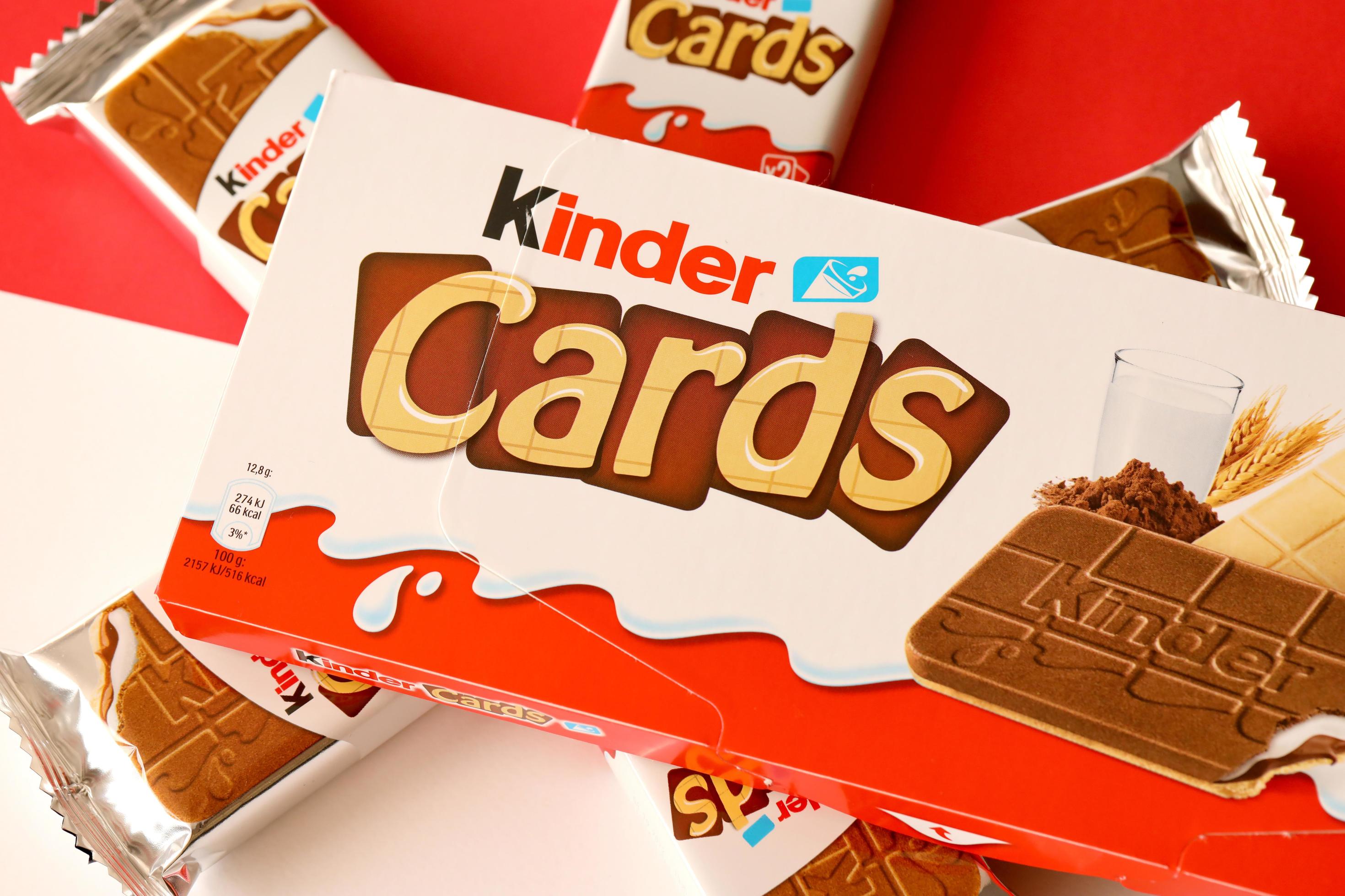 TERNOPIL, UKRAINE - JUNY 3, 2022 Kinder Chocolate Cards product