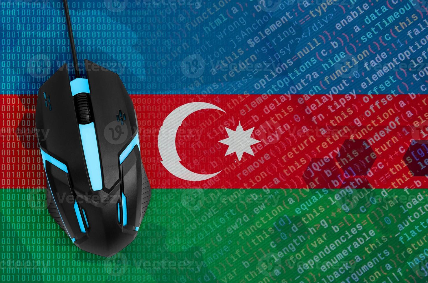 Azerbaijan flag  and computer mouse. Digital threat, illegal actions on the Internet photo