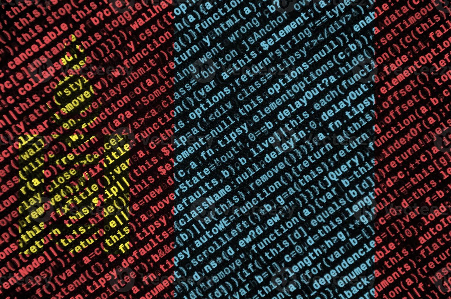 Mongolia flag  is depicted on the screen with the program code. The concept of modern technology and site development photo