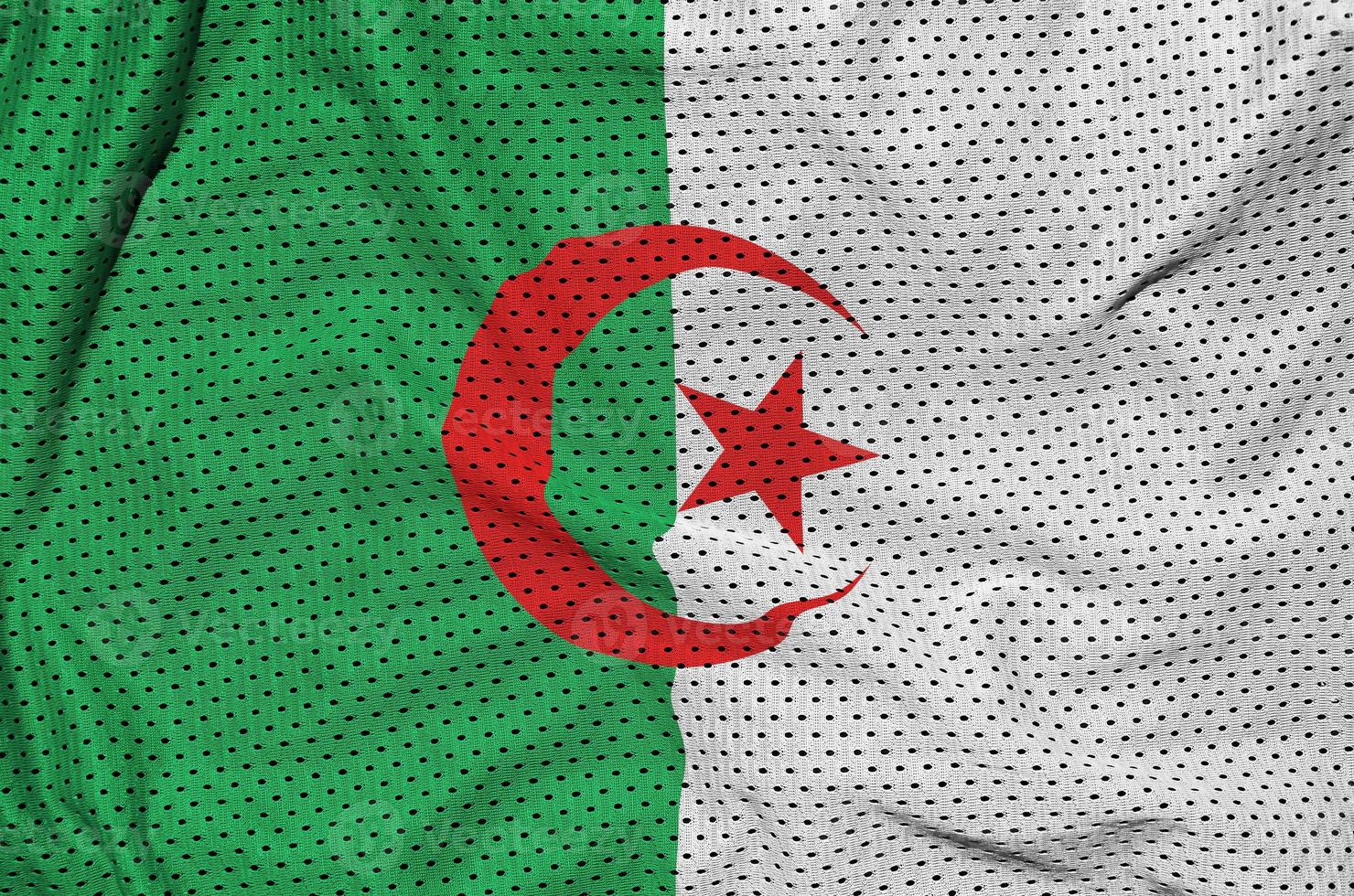 bandera de argelia impresa en una tela de malla deportiva de nailon y poliéster foto
