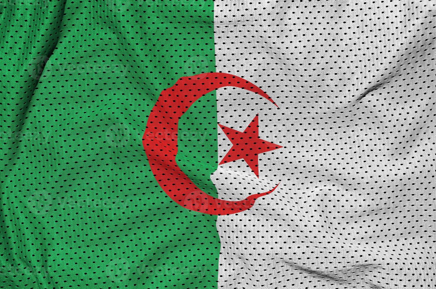 Algeria flag printed on a polyester nylon sportswear mesh fabric photo