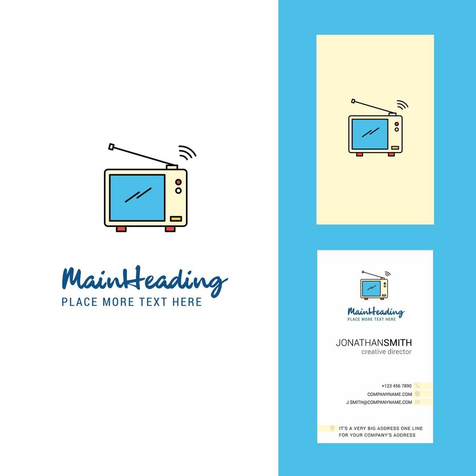logotipo creativo de televisión y vector de diseño vertical de tarjeta de visita